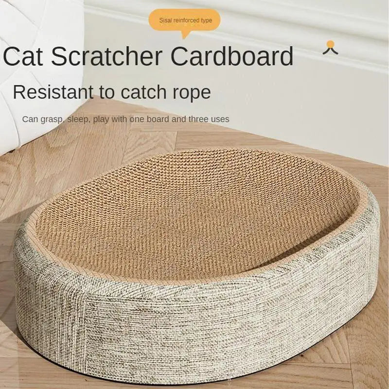 Oval Shaped Scratch Pad For Cats Sisal Scratching Cat Bed Multipurpose Pet Sleeping Mat Wear-Resistant Cat Scratch Bed Nest