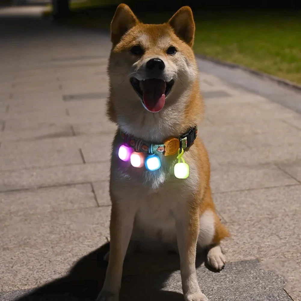 Dog Pet Pendant Night Light Waterproof Led Safety Pet Collar Pendants Lighted Puppy Flashing for Outdoor Hiking Training Walking
